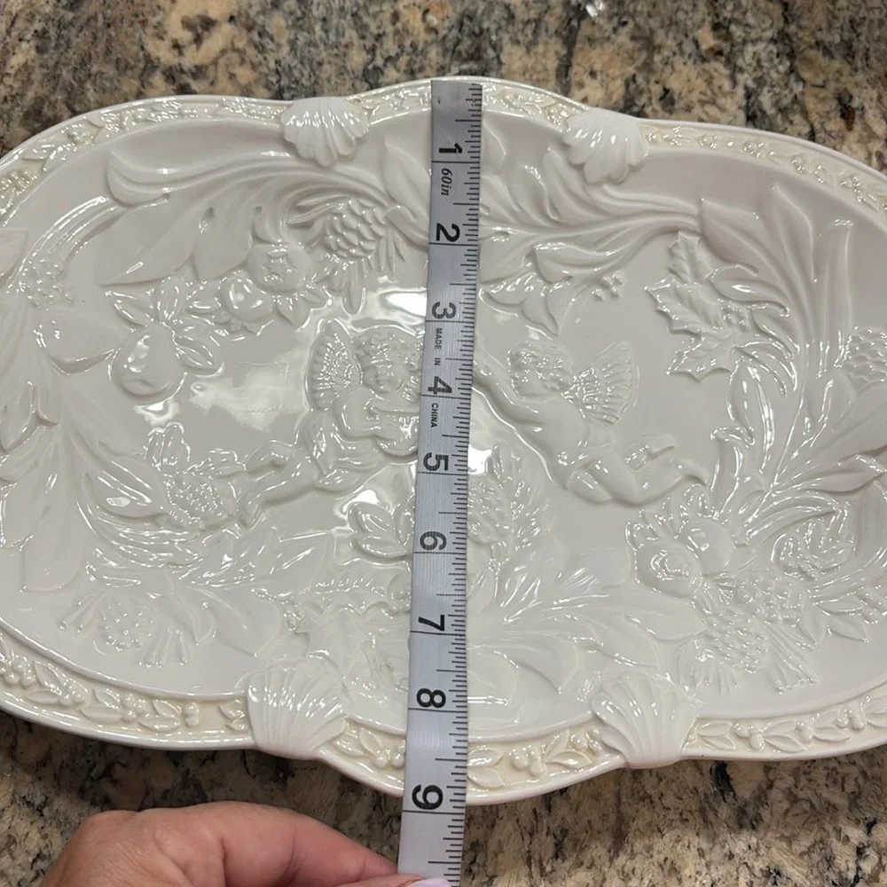 Lenox vintage butler’s Pantry cherub angels White oval serving Tray platter